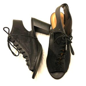 Black Lace Up Open Toe booties